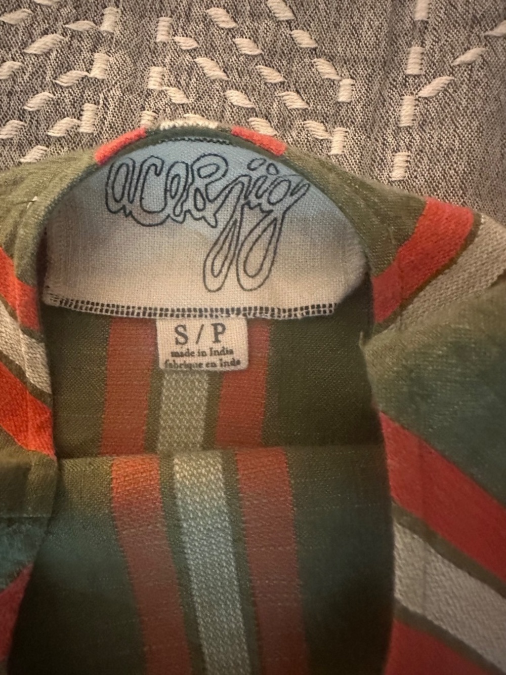 Ace&Jig Orange/Green/White Striped SS25 Shell Top - Picture 2 of 3